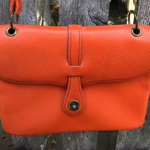 Leather Shoulder Bag, Vintage, EUC, Orange
